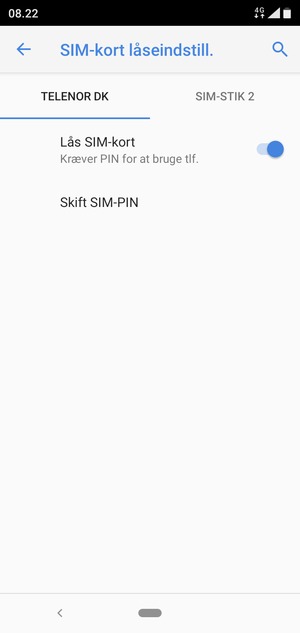 Vælg Public og Skift SIM-PIN