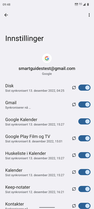Din informasjon blir synkronisert