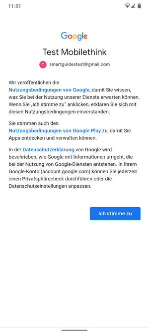Wählen Sie Ich stimme zu