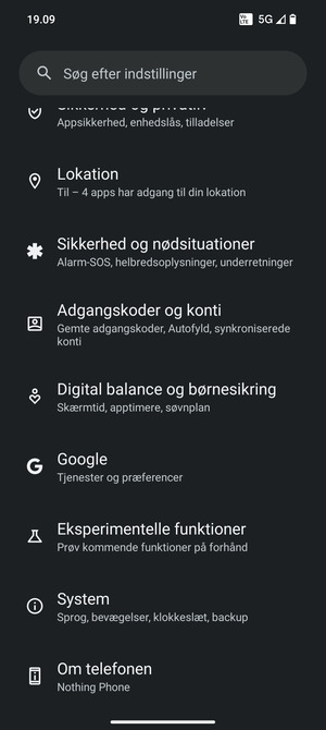 Scroll til og vælg System