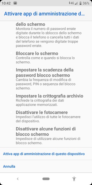 Scorri e seleziona Attiva app di amministrazione di questo dispositivo