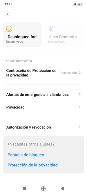 Desplácese y seleccione Privacidad
