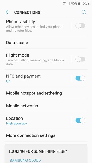 Scroll to and select Mobile networks