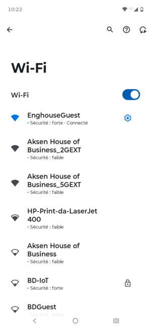 Vous êtes maintenant connecté au réseau Wi-Fi