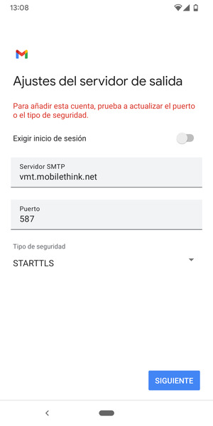 Seleccione Tipo de seguridad