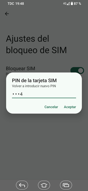 Confirme su nuevo PIN y seleccione Aceptar