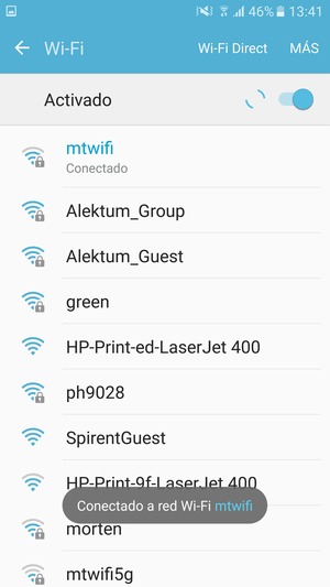 Ahora está conectado a la red Wi-Fi