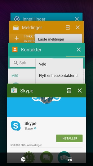 Velg sletteikonet for å lukke alle programmer som kjører