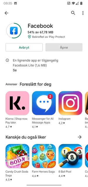 Vent til installasjonen er ferdig