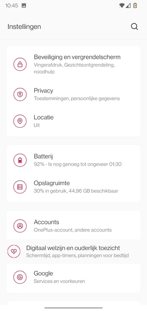 Scroll naar en selecteer Beveiliging en vergrendelscherm