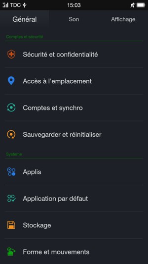 Faites défiler et sélectionnez Comptes et synchro