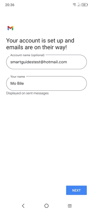 Give your account a name and enter your name. Select NEXT