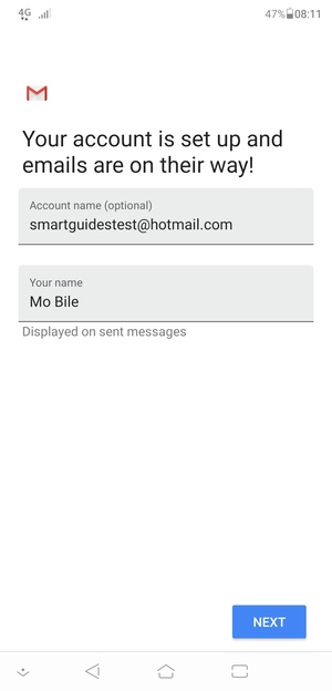 Give your account a name and enter your name. Select NEXT