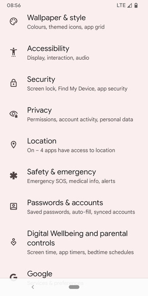 Scroll to and select Location