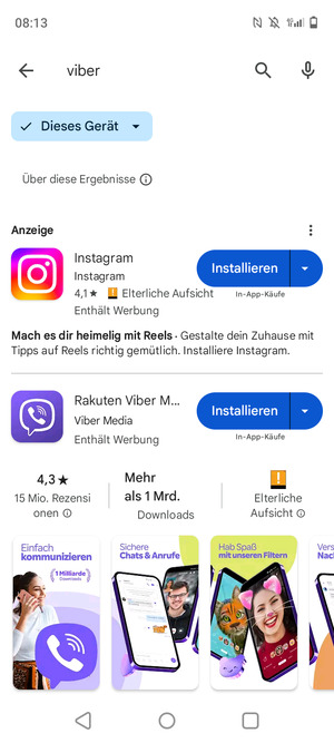 Wählen Sie die App