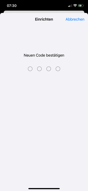 Geben Sie erneut Ihren neuen Code ein