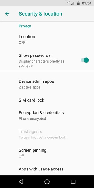 Scroll to and select SIM card lock