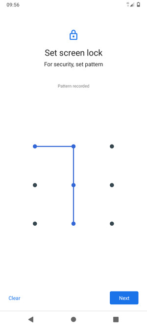 Draw an unlock pattern and select Next
