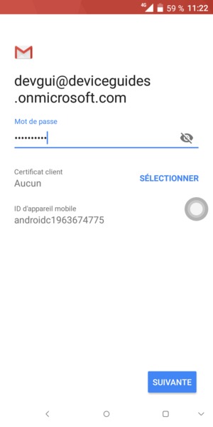 Saisissez votre mot de passe et sélectionnez SUIVANTE