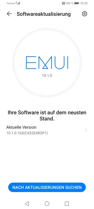 Falls Ihr Handy aktualisiert ist, wird Ihnen der folgende Bildschirm angezeigt