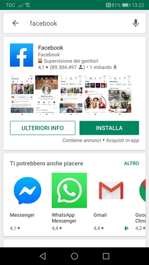 Seleziona l'applicazione