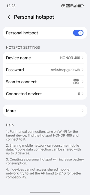 Your phone is now set up for use as a modem