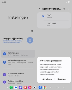 Selecteer Resetten