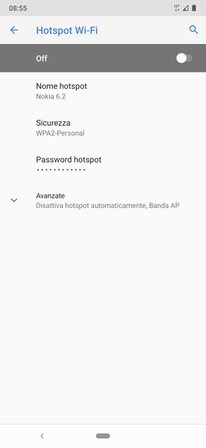 Seleziona Password hotspot