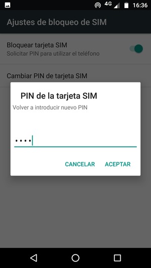 Confirme su nuevo nuevo PIN y seleccione ACEPTAR