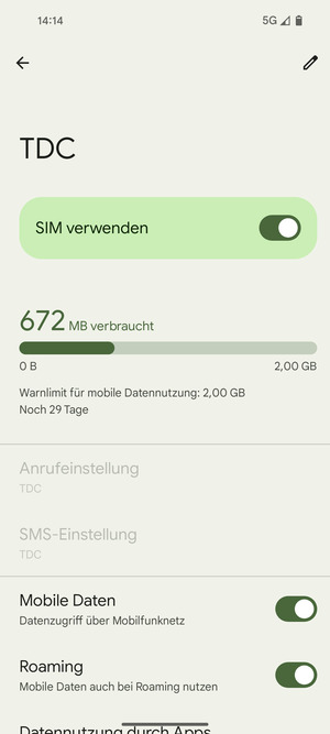 Schalten Sie Roaming an oder aus