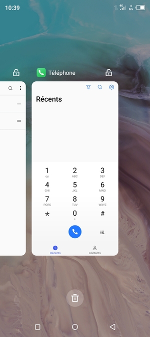 Sélectionnez l'icône Supprimer pour fermer toutes les applis en cours d'exécution