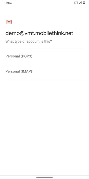 Select Personal (POP3) or Personal (IMAP)