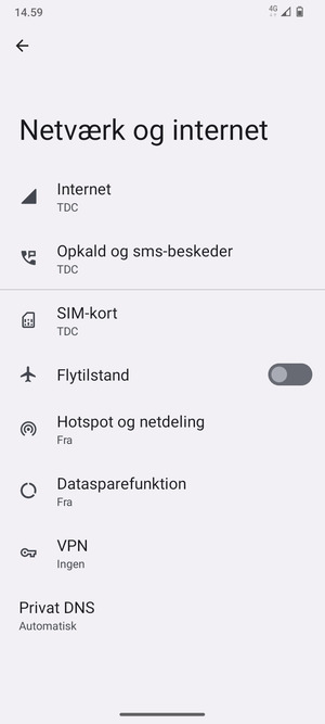 Vælg Hotspot og netdeling