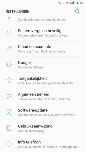 Scroll naar en selecteer Software-update