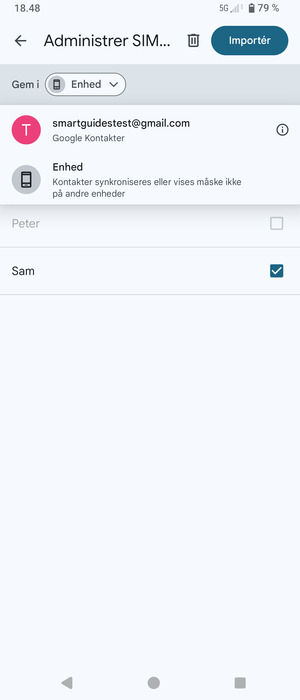 Vælg din Google konto