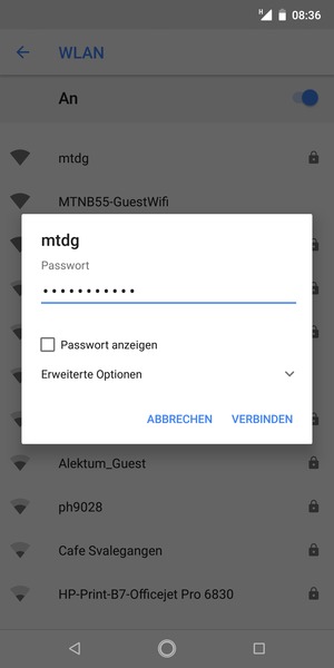 Geben Sie das WLAN-Passwort ein und wählen Sie VERBINDEN