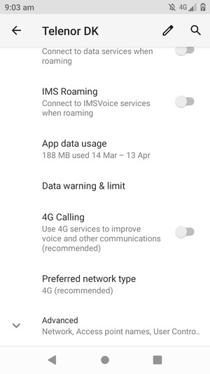 To change network if network problems occur, select Advanced