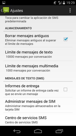 Seleccione Centro de servicios SMS