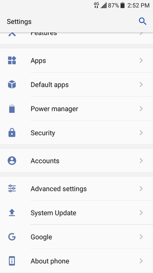 Scroll to and select Accounts