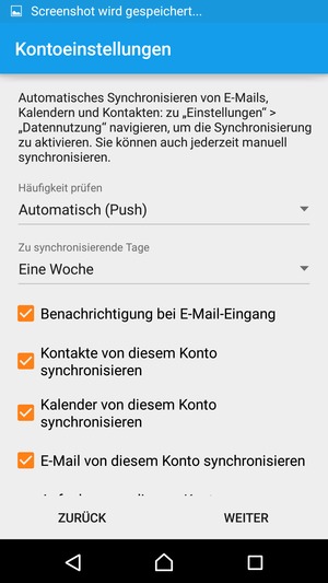 Wählen Sie WEITER