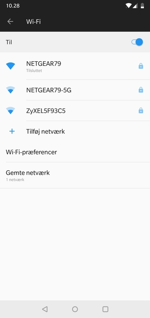 Du er nu tilsluttet Wi-Fi netværket