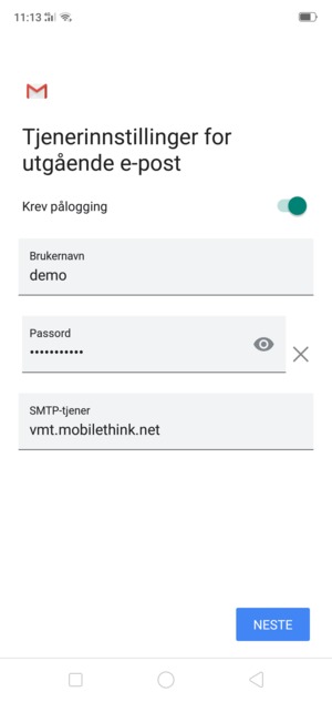 Skriv inn utgående serveradresse