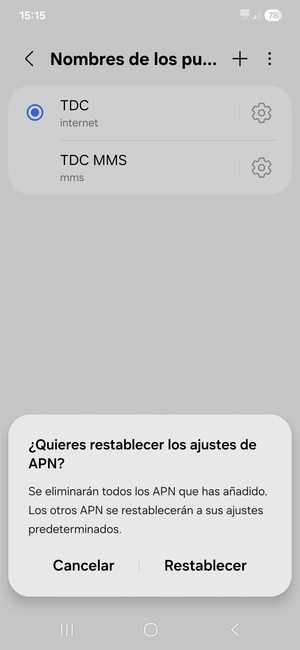 Seleccione Restablecer