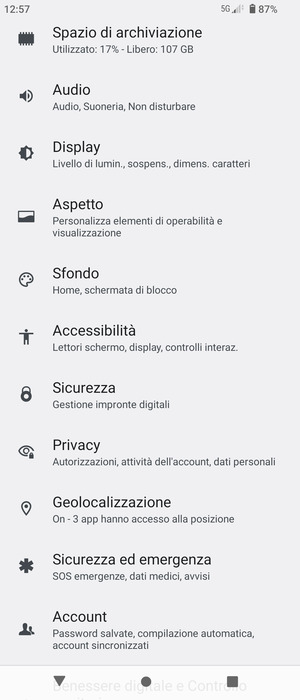 Scorri e seleziona Sicurezza