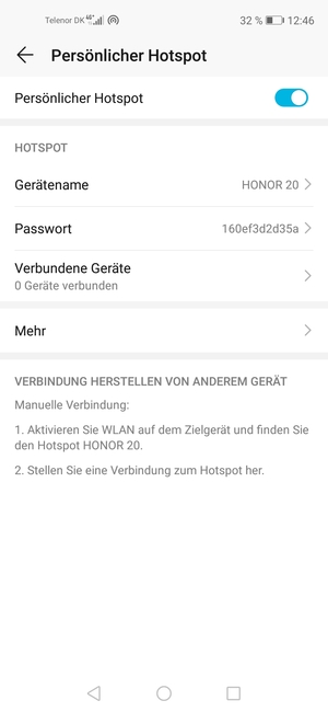 Ihr Handy ist jetzt für die Verwendung als Modem eingerichtet