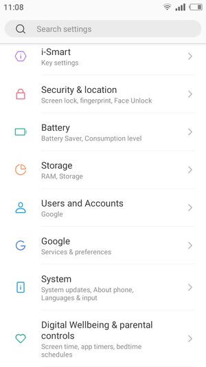 Scroll to and select Security & location