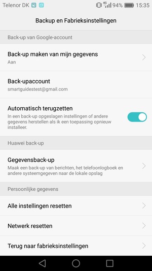 Selecteer Back-upaccount