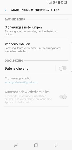 Schalten Sie Datensicherung ein