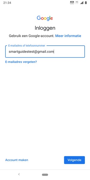 Voer uw Gmail adres in en selecteer Volgende