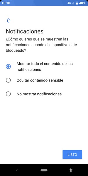 Seleccione la opción deseada y seleccione LISTO